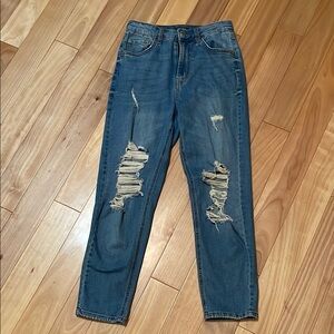 Distressed Blue Jeans